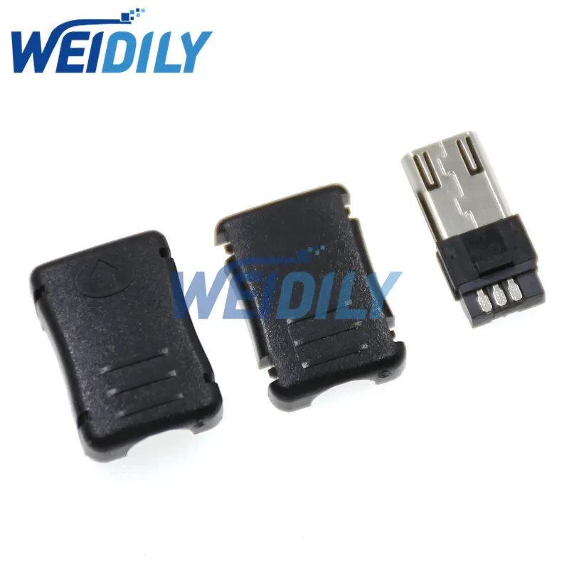 10PCS Micro USB 5 Pin T Port Male Plug Socket Connector With Plastic Cover for DIY Adapter PCB SDA Data Cable Line New