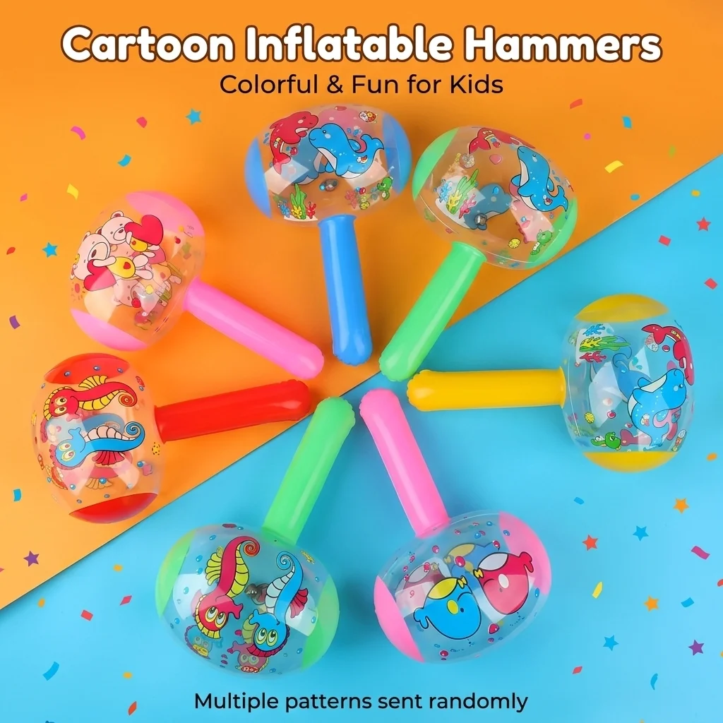 3/6pcs Cartoon Animal 3D Inflatable Hammer with Bell Summer Beach Children's Birthday Party Toy Pinata Fillers Goodie Bag Gifts
