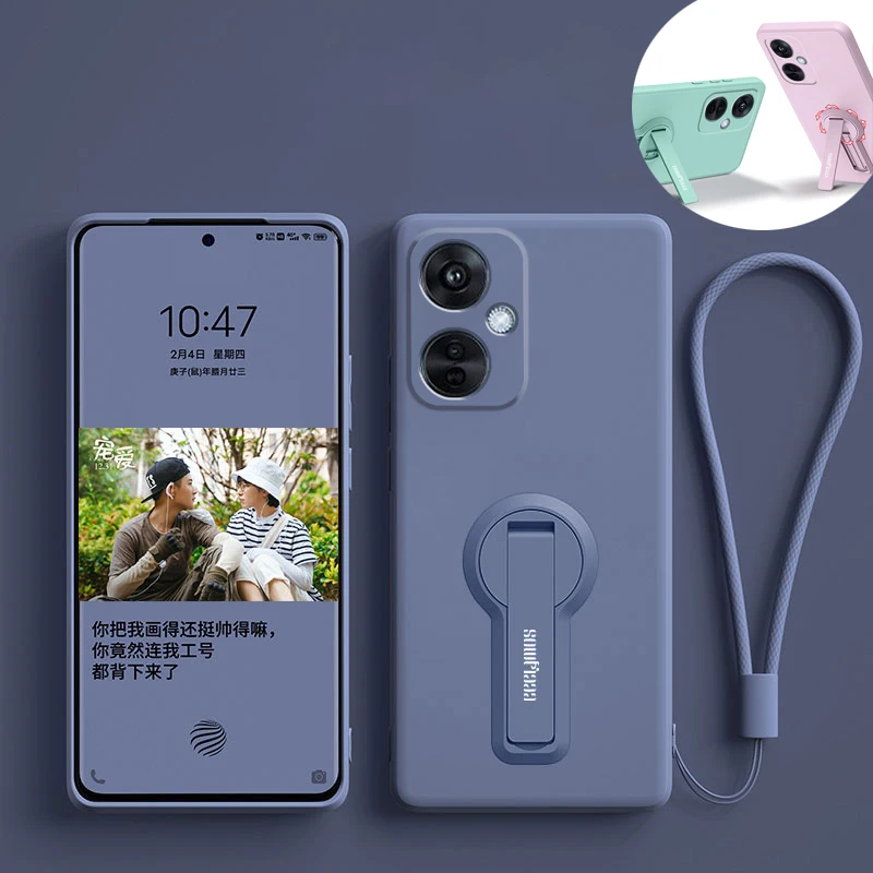 Роскошный чехол для телефона Oneplus Nord CE 3 Lite NordCE3 NordN30, жидкий силиконовый чехол, противоударный мягкий чехол с держателем, пленка для экрана