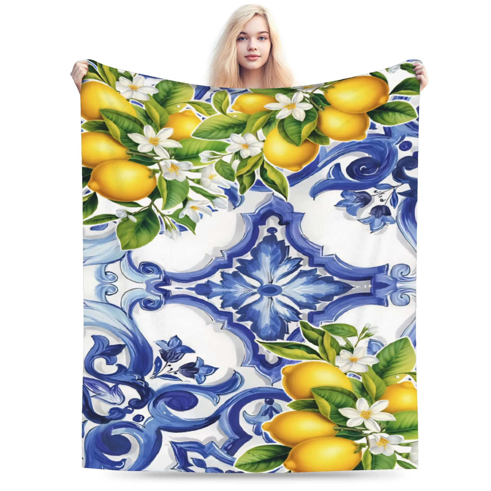 Stylish Lemon Sicily Rectangle Blankets Ultra-Soft Coral Fleece Plush  Relax Throw Blanket Machine Washable