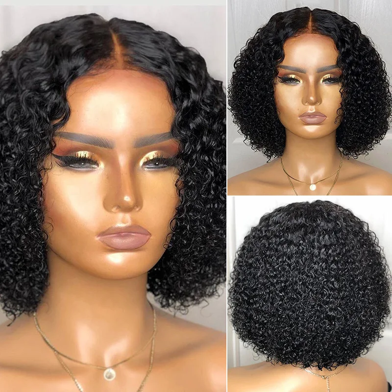 

Hot Sale Lace Front Wig Fashionable Fluffy African Small Curly Hair Black Short Curly Hair Wholesale