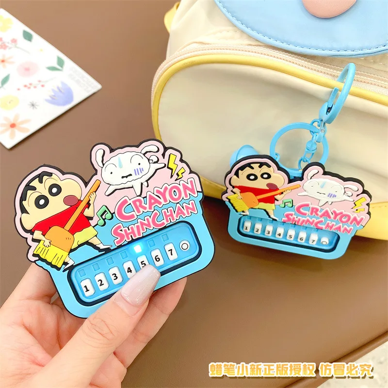 Crayon Shinchan Piano Machine Cartoon Keychain PVC Statue Action Figurine Desk Collectible Anime Model Toys Figures Gift