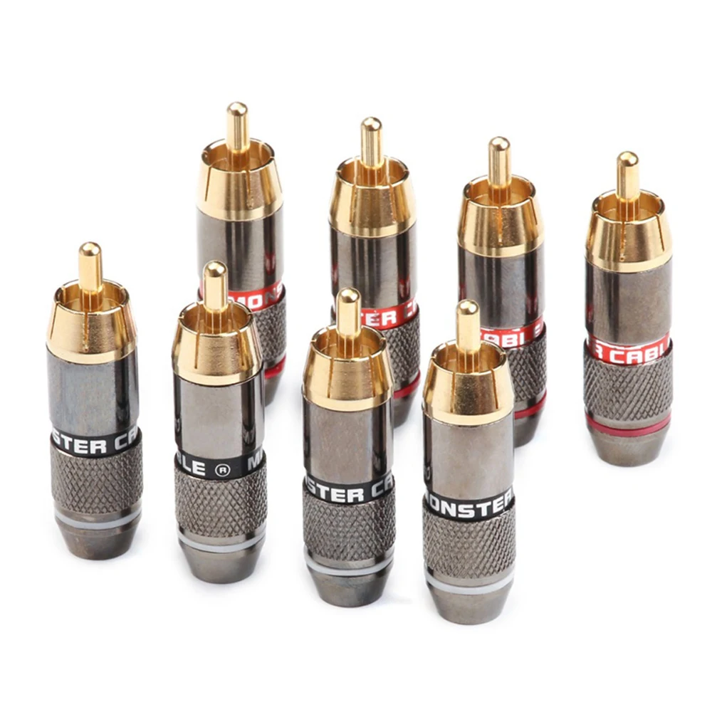 12 sztuk Monster wtyczka bananowa złącze RCA 6mm 24K pozłacany kabel głośnikowy adapter audio złącze przewodu wtyk męski RCA — zdjęcie 2