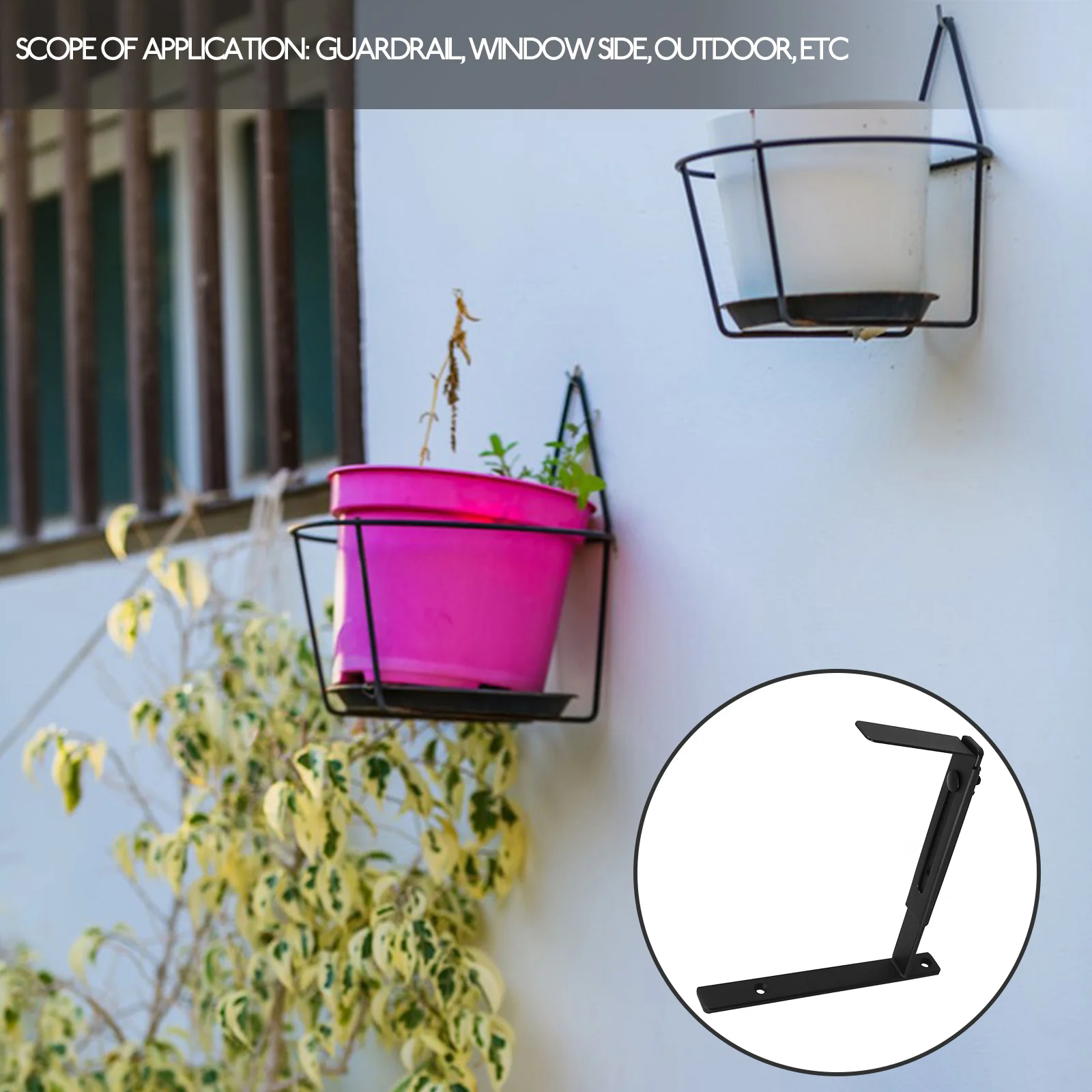 

Adjustable Flower Pot Hanging Bracket Sturdy Mounting Support for Railings Windows Fences Balcony Planter Box Holder Window Box