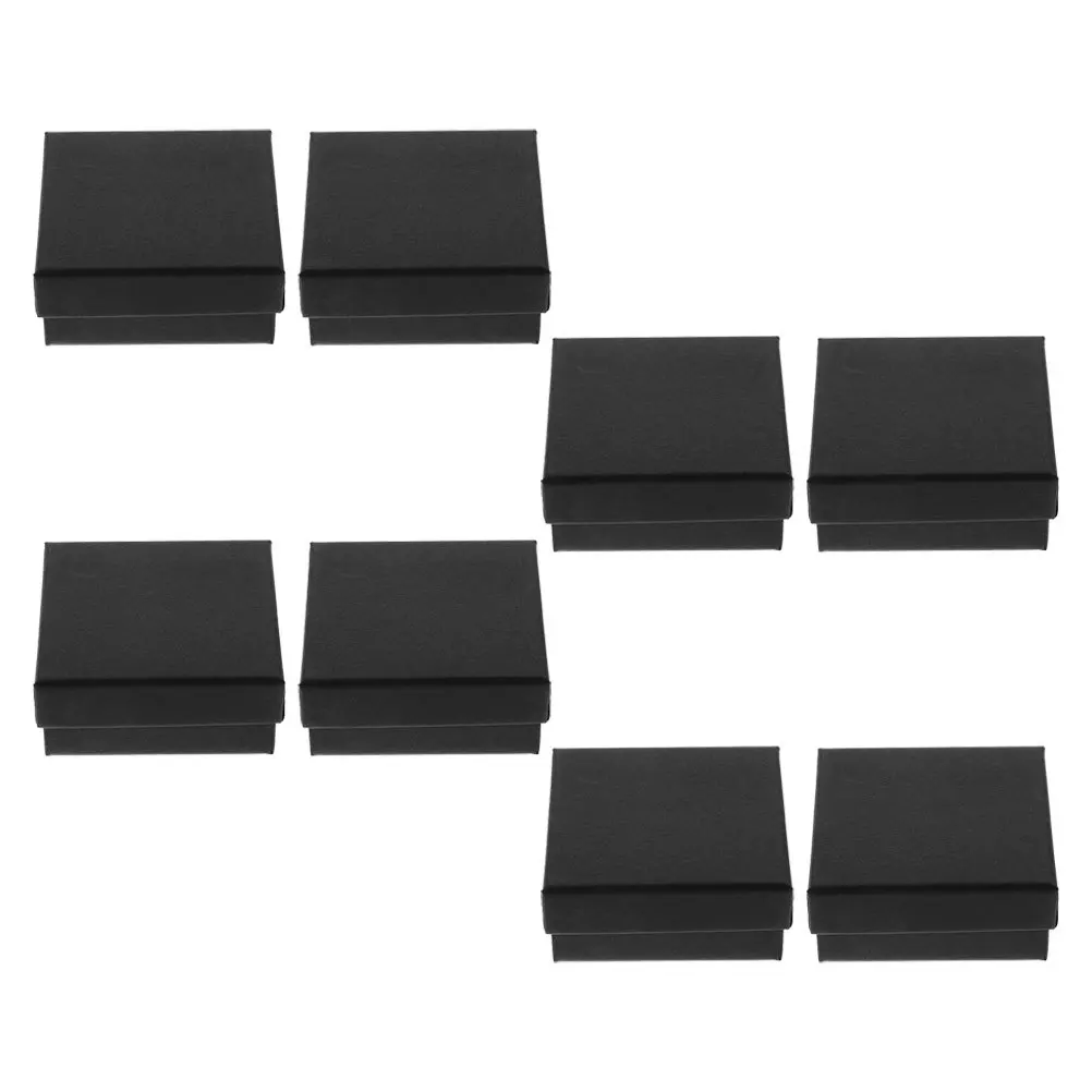 

8Pcs Black Jewelry Storage Box Elegant Paperboard Case with Sponge Fill for Travel Jewelry Organization and Protection