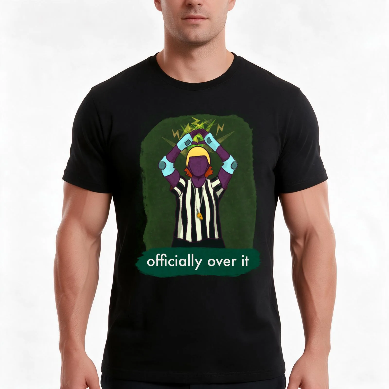 Officially Over It Roller Derby Ref T-Shirt Summer Casual Cotton Tee Oversized Streetwear Tops Vintage Graphic Print