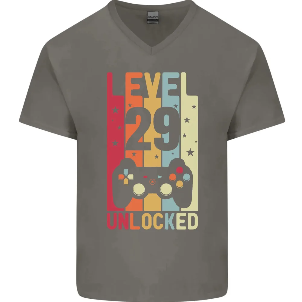 

29th Birthday 29 Year Old Level Up Gamming Mens Women Summer Tees Cotton T-Shirt Anime Graphic