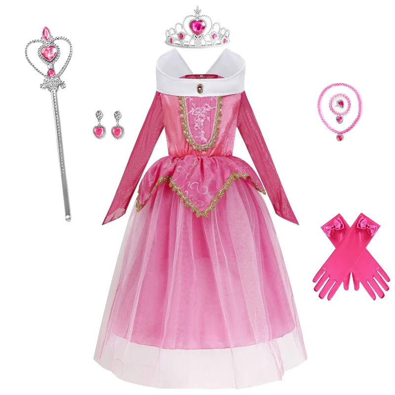 Princess Dress for Girls Children's Cosplay Costumes Sleeping Beauty Costume Girls' Carnival Party Outfit Clothes Gift