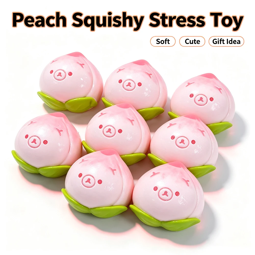 1/2 Stück Weiches Pfirsichförmiges Quetschspielzeug Kawaii Frucht Stressabbau-Spielzeug Niedliche Schreibtisch-Dekoration Entspannendes Accessoire – Detail 5