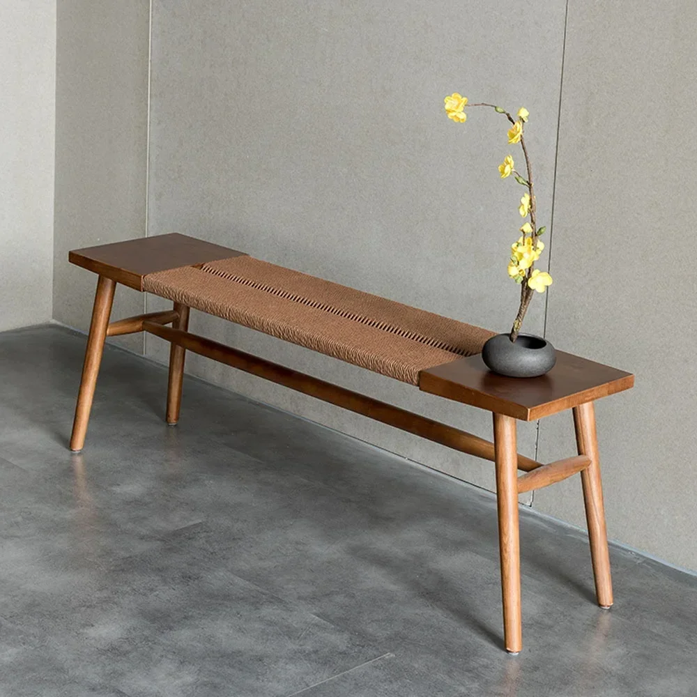 

2026 Wholesale Wood Funiture Rattan Restaurants Chair Modern Design Wooden Patio Bench Chair Dining Room Chairs