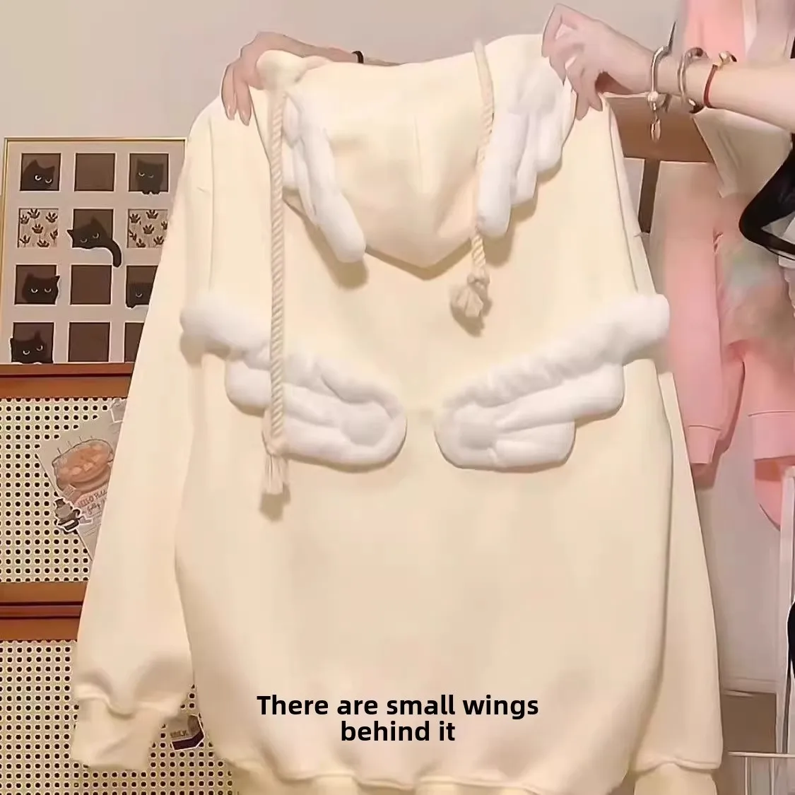 

Extra Large 300 Pou Autumn Winter Casual Faion Wings Hooded Open Cardigan Wool Multi-Functional Jaet Sweatirt