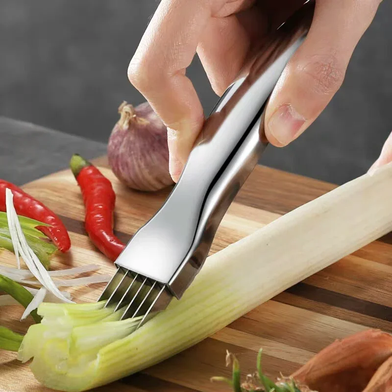 Stainless Steel Scallion Cutter, Onion Slicer, Sharp Spring, Shredder, Vegetable Knife, Cutting Tools, Kitchen Gadgets