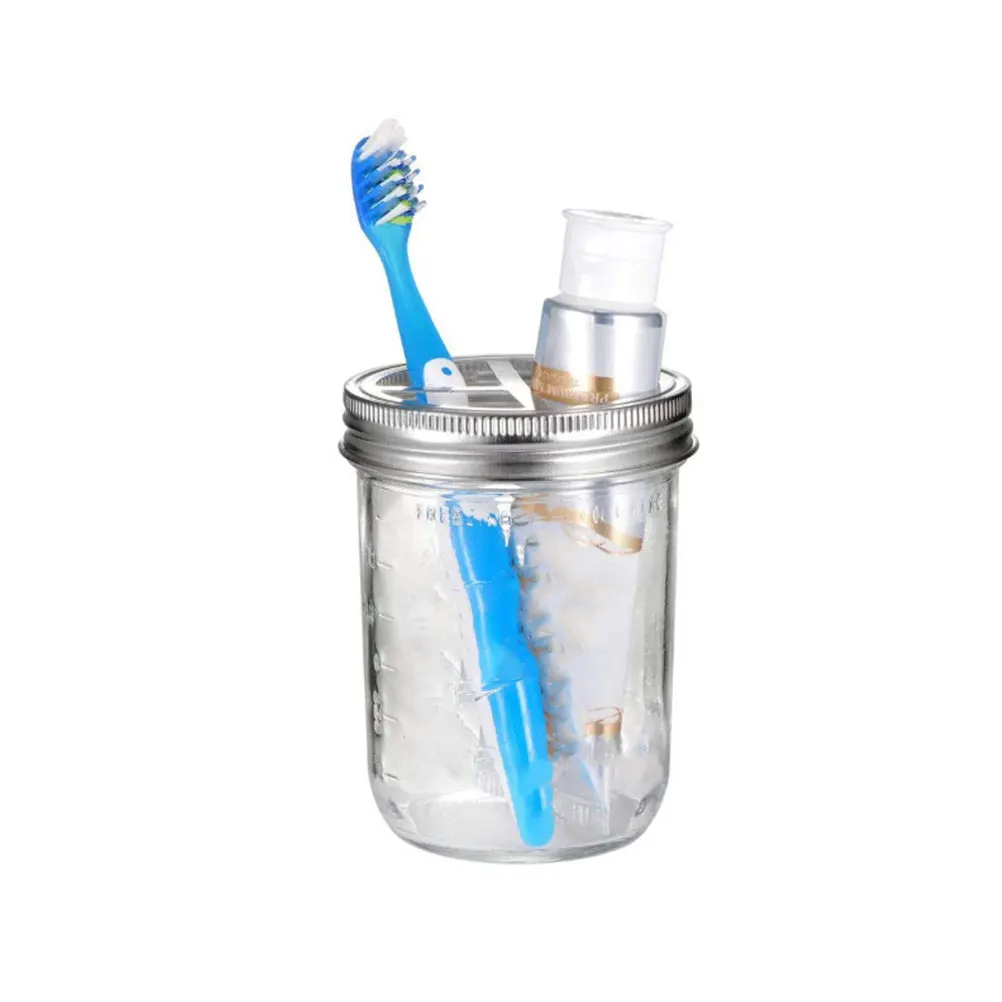 

3pcs Stainless Steel Mason Toothbrush Holder Lid Wide Mouth Jar Lids With Large Compartments For Toothbrush Toothpaste Dental