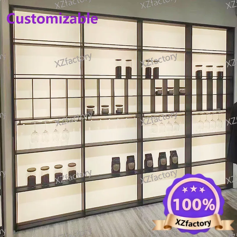 

Aluminum storage shelf for restaurants and bars, wine rack, open kitchen storage display wine cabinet