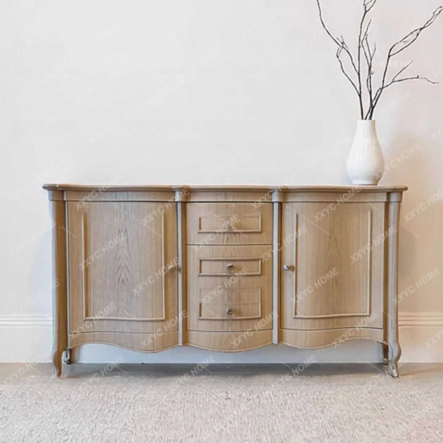 VHDiscount country solid wood retro dining side cabinet villa foyer decorative cabinet small apartment