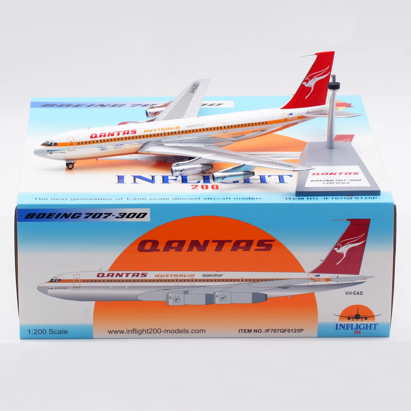 IF707QF0125P Aereo da collezione in lega regalo INFLIGHT 1:200 Qantas "LAST FLIGHT" Boeing B707-300 Diecast Aircraft Jet Model VH-EAG
