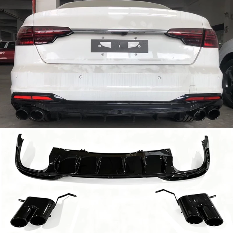 Hot Sale Car Body Kit S-line Normal Version Rear Bumper Diffuser with Tailpipe for Audi A4 S4 B9.5 to RS4 Style 2020-2023