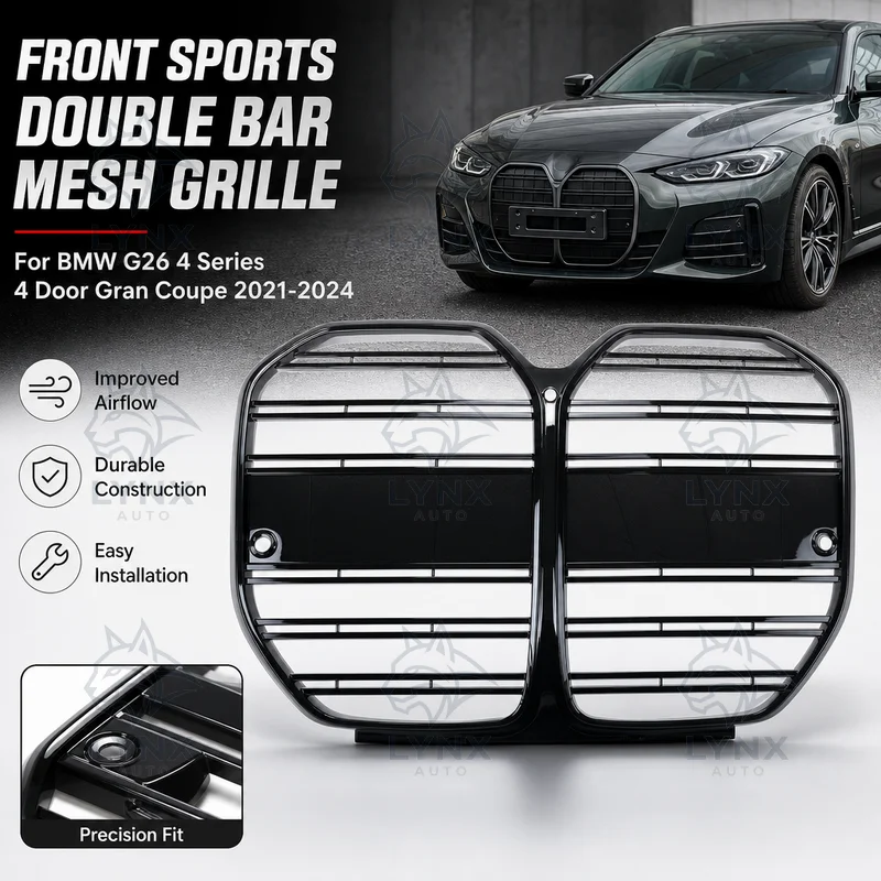 For BMW G26 4 Series 4 Door Gran Coupe 2021-2024 Front Sports Double Bar Mesh Air Intake Grille Modification