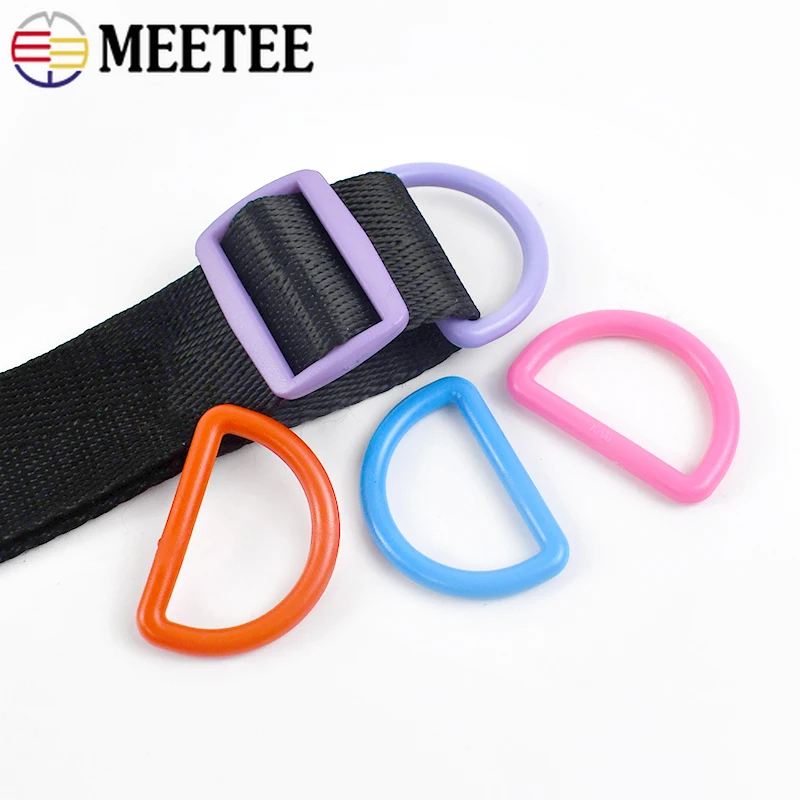 50Pcs 15-38mm Plastic Buckles Rainbow D Ring for Keychain Bag Strap Dog Collar Webbing Luggage DIY Decorative Sewing Accessories