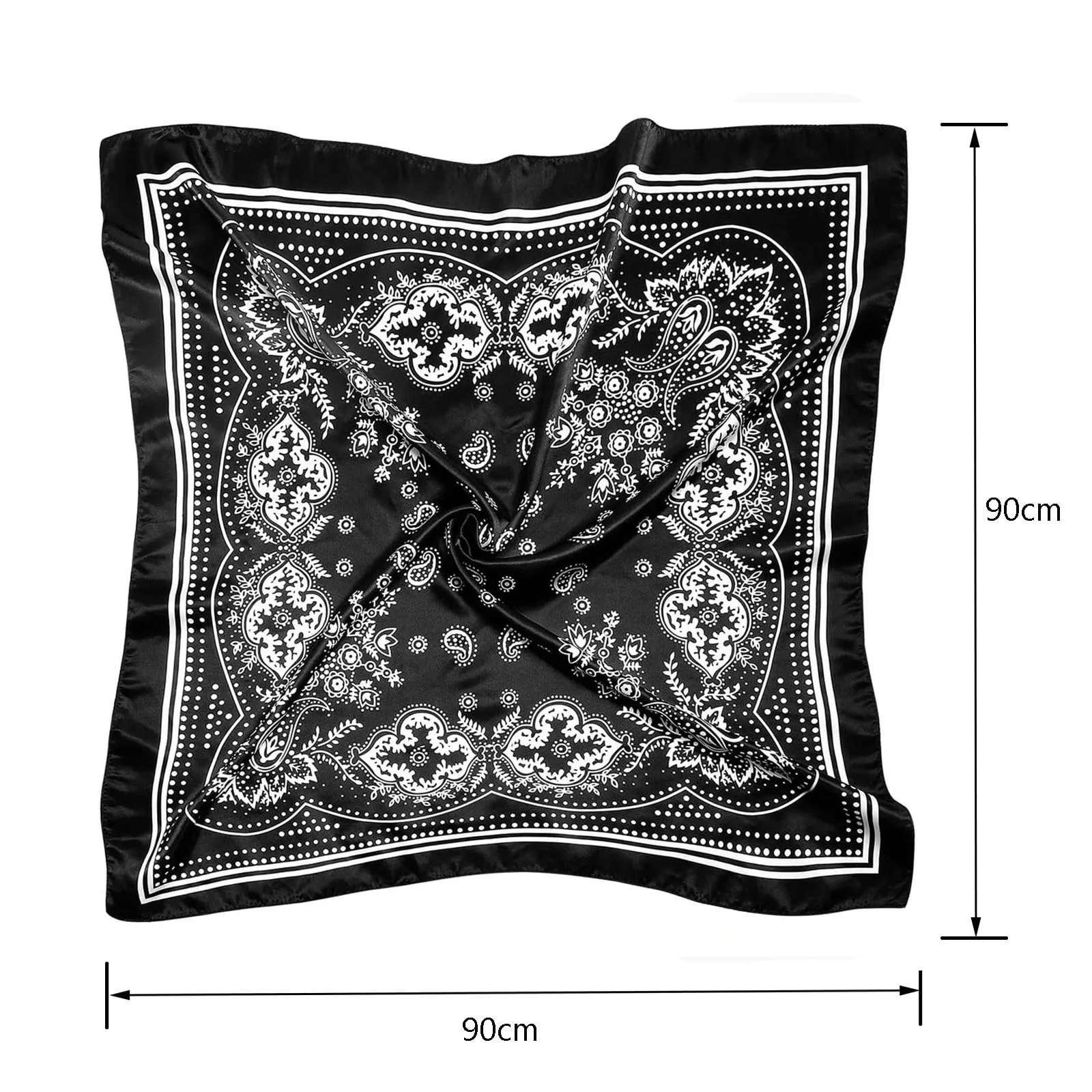 ที่คาดผม syal Sutra สี่เหลี่ยม90*90ซม. สำหรับย้อนยุคสำหรับผู้หญิงพิมพ์ลายกราฟิกที่รัดผมผ้าผูกมือผ้าพันคอผ้าคลุมไหล่ฮิญาบ