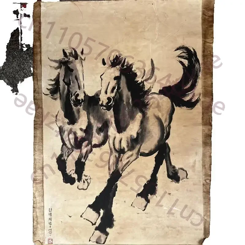 Collection Of Chinese Old Scroll Rice Paper Painting Slice,Xu Beihong's work 
