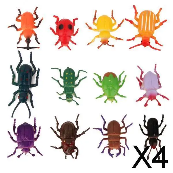 3-4pack 12Pcs Fake Beetles Pretented Trick Play Toy