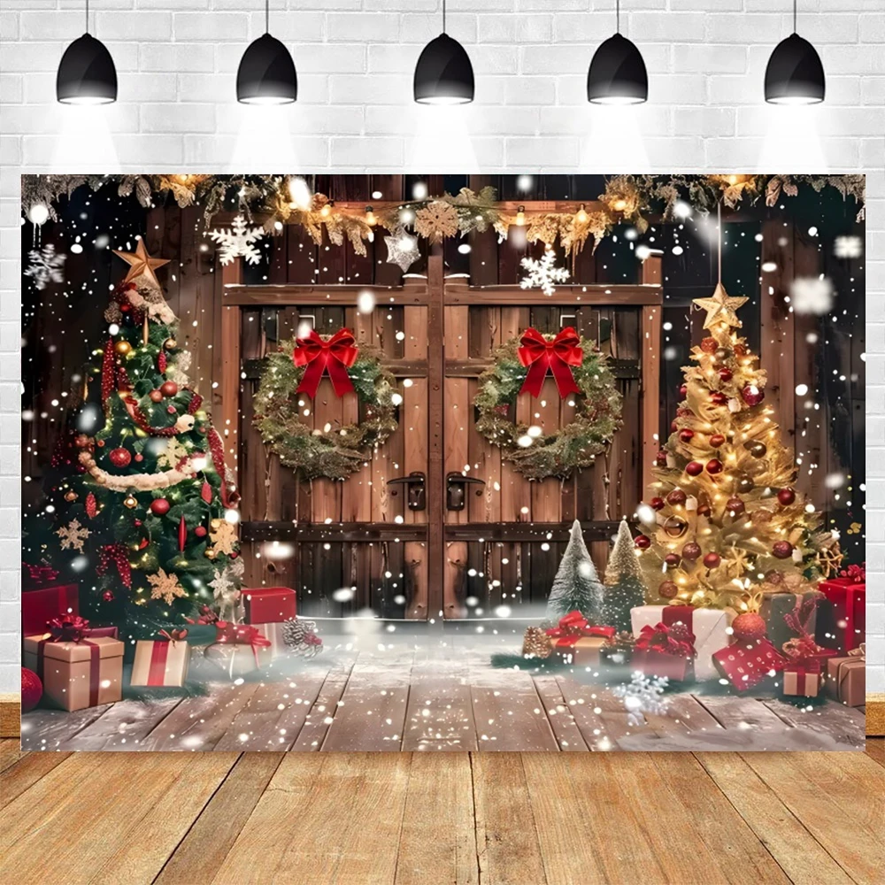 Christmas Photography Backdrop Winter Snowman Wood Board Merry Christmas Photography Background New Year Party Photo Studio