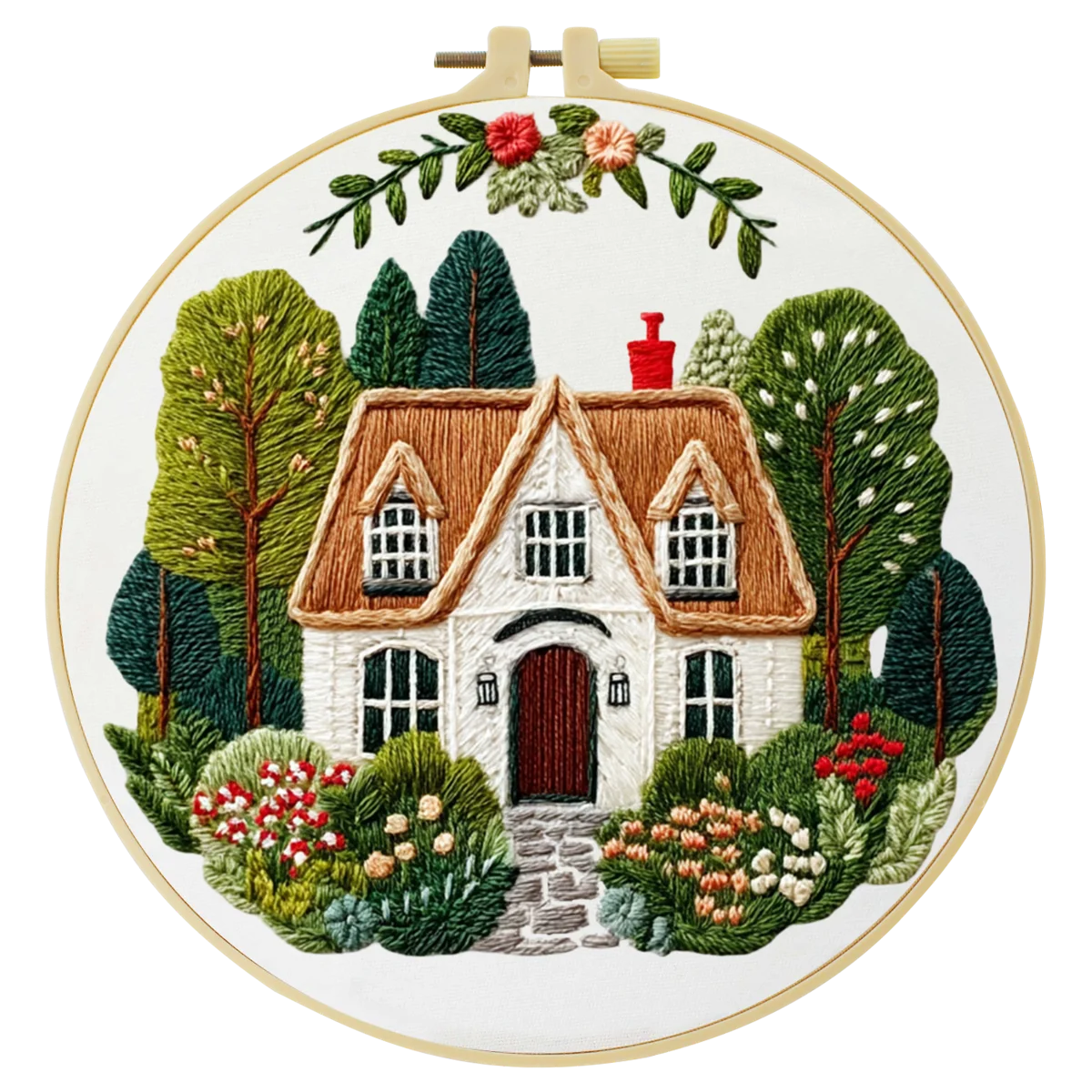 1 Stück 20X20CM/15X15CM 7,87/6,3 Zoll Haus-Stickerei-Starter-Kit DIY-Kit DIY-Stickerei-Set Handarbeiten Nadelkunst Heimdekoration – Detail 5