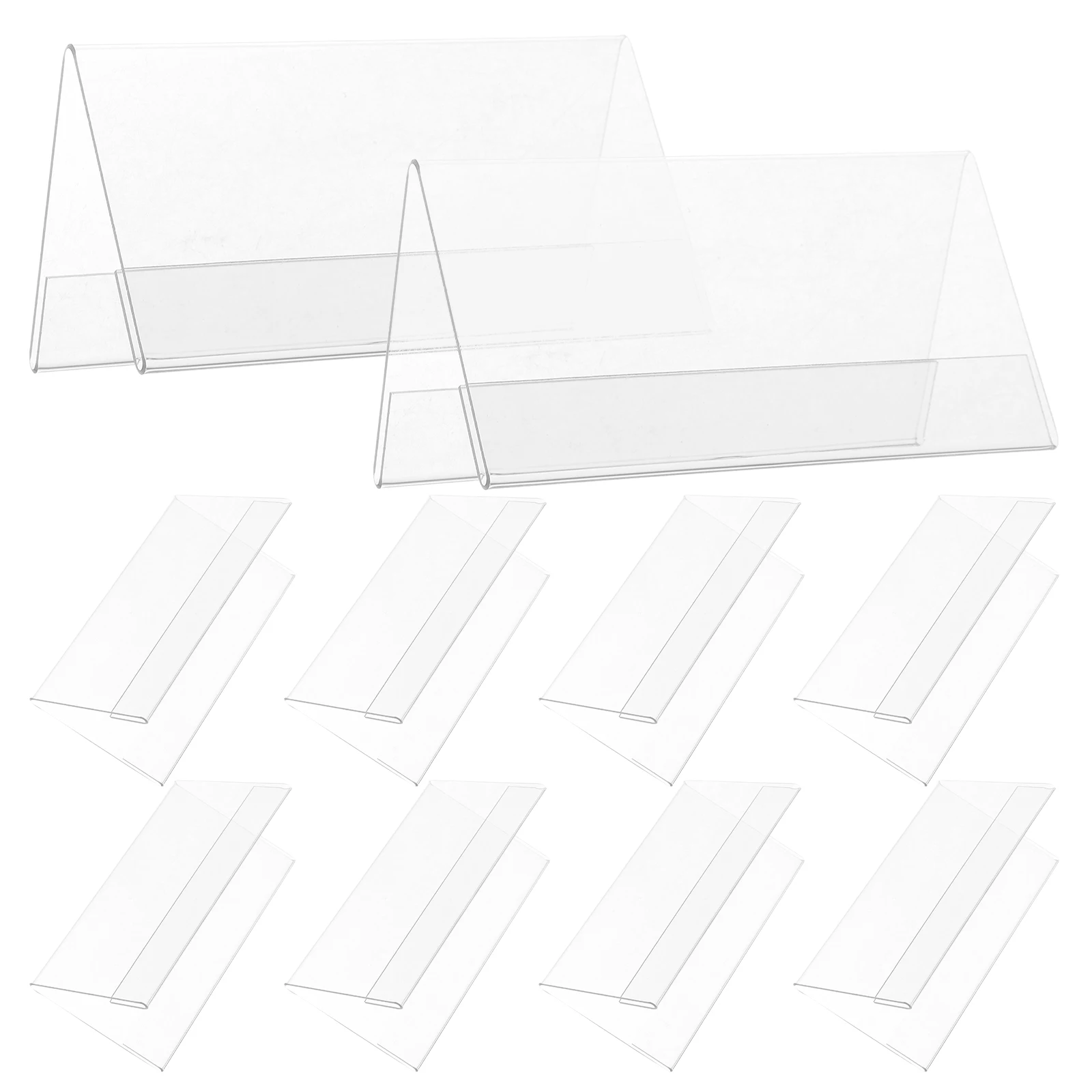 

10 Pcs Transparent Desktop Name Plates 12x6cm Clear V Shaped Double Sided Table Tents Meeting Food Signs Buffet Tags Desk Labels