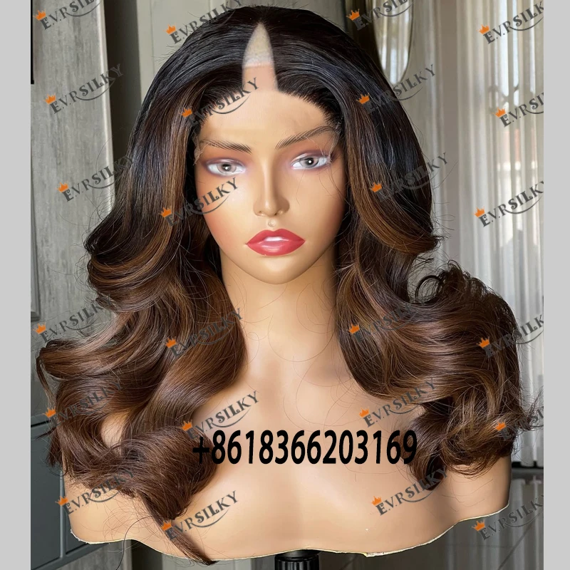 

100% Virgin Human Hair Short Wavy Thick 200Density 1x4 Size Middle V Part Wigs for Black Women Ombre Chestnut Brown U Part Wigs