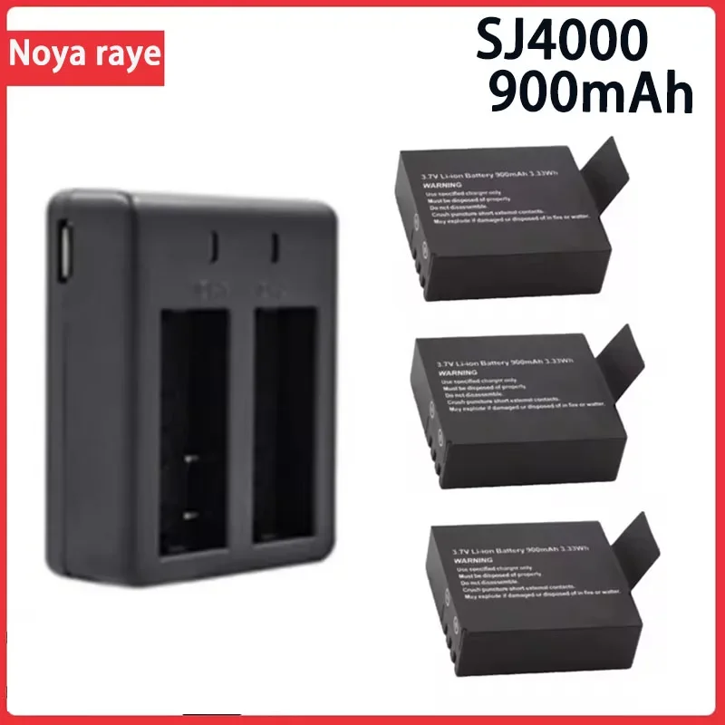 900mAh 3.7V SJ4000 Battery+Charger For SJCAM SJ5000 WIFI SJ7000 SJ8000 SJ4000WIFI SJ6000 EKEN H9R M10 4K H3 H8 H9 PG900 Bateria