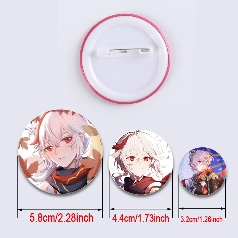 Genshin Impact Game Anime Button Pins Kaedehara Kazuha Cartoon Brooches HD Print Handmade Badge Bag Decor Fans Collect Gifts