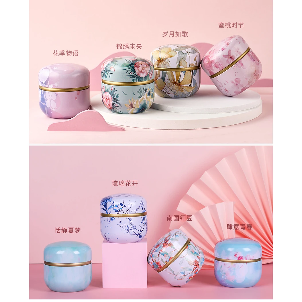 Portable Tea Box Universal Tea Storage Sealed Container Retro Pattern Printed Metal Jars Kitchen Organizer Cans Tins Box