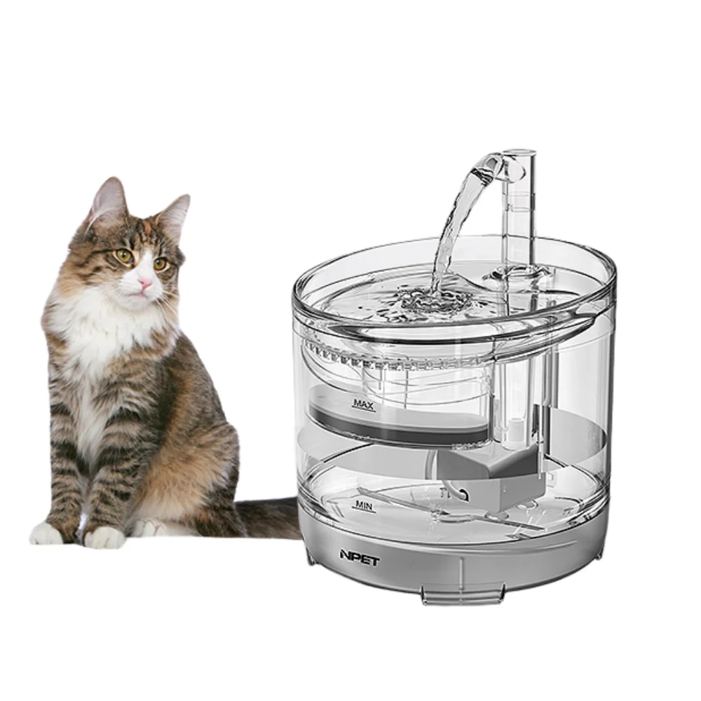 Transparent Ultra Quiet Newly Upgraded NPET Cat Water Fountain Drinking Dispenser with Sensor Switch and Led Pump