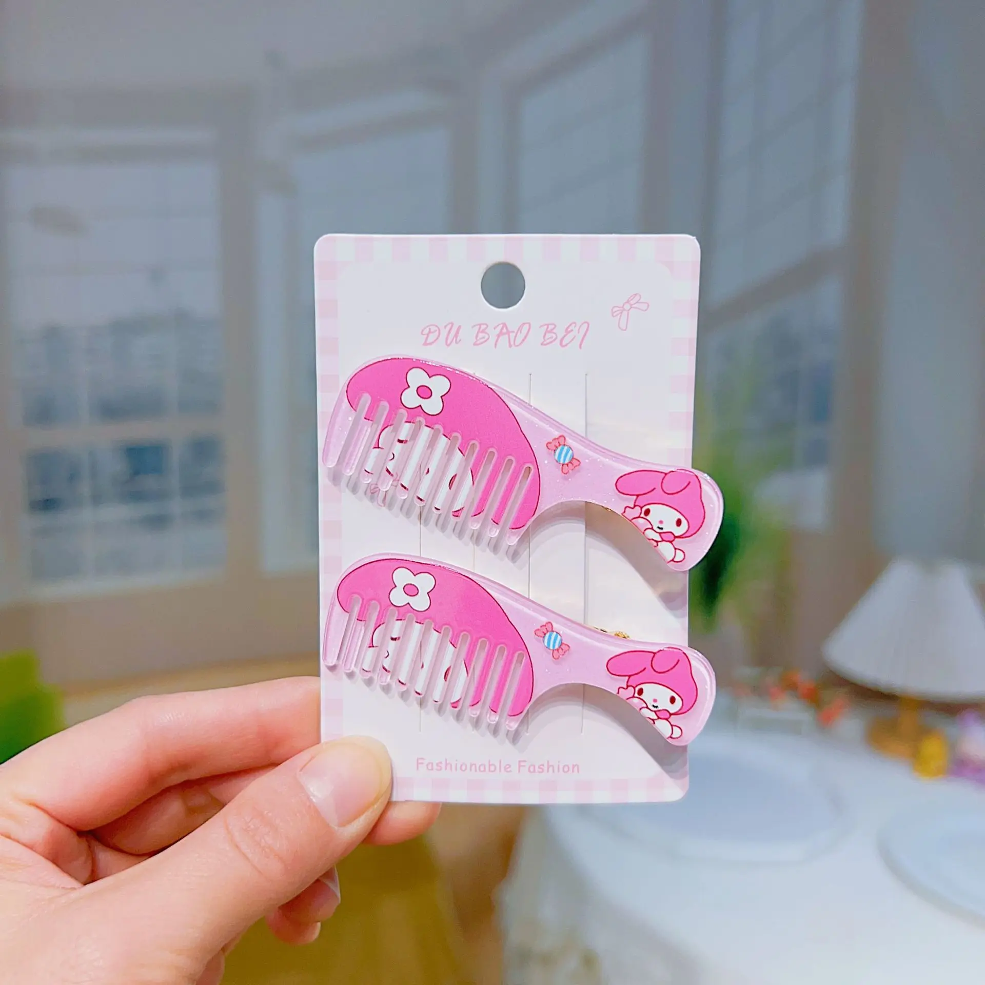 for Hello Kitty cute hairbrush hair clip everything sweet clear bangs clip cartoon girl broken hair side hair clip