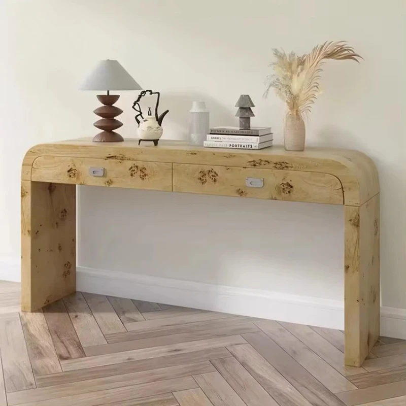 Nordic style villa bedroom wooden, vintage dresser with drawers, hotel tree tumor pattern luxury desk furniture
