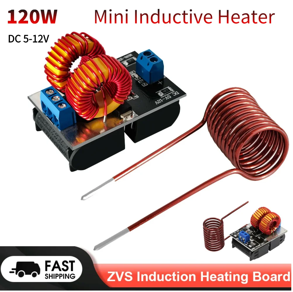 120W Mini ZVS Induction Heating Board DC 5-12.0V Input Voltage Inductive Heater High Frequency Large Power Flyback Driver Heater