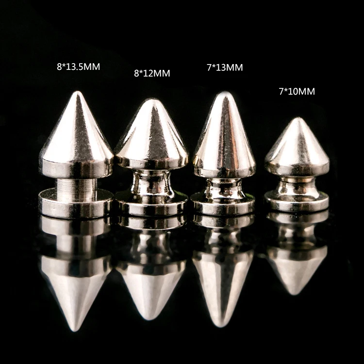 10Pcs Cone  7~8mm Spots Metal Studs Leathercraft Rivets Punk Spike Bullet Spikes Rivets for Leather Collar