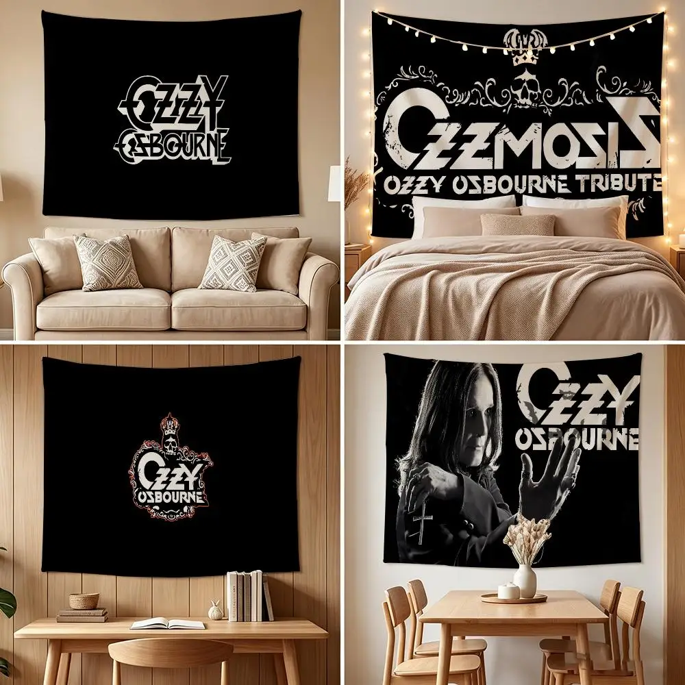 O-Ozzy O-Osbourne Tapestry Custom Living Bedroom Party Dormitory Interior Wall Bohemian Decoration Attached Clip