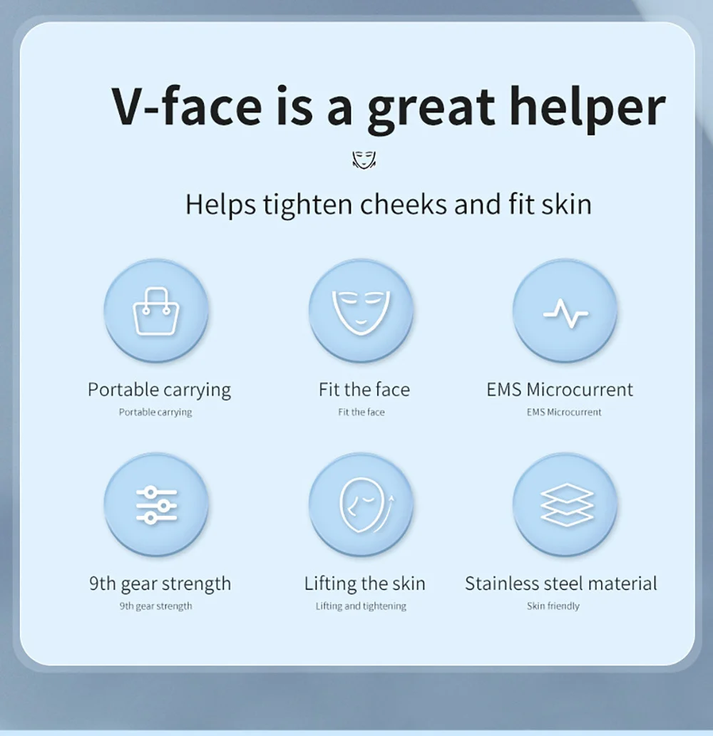 Ems Double Chin Remover Vibration V Face Massager Anti Wrinkle Ems Facial Lifter Beauty Device V-Line Up Face Lift Shaper Belt