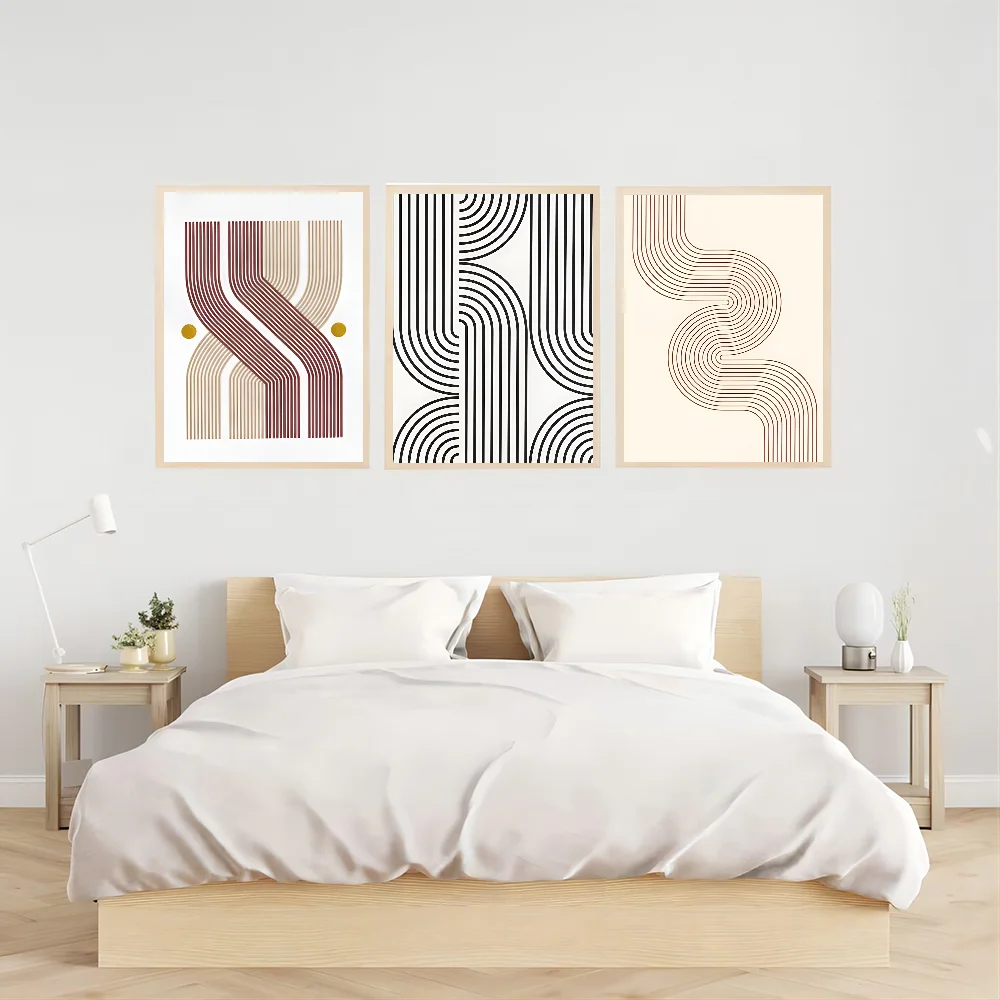 Abstrakte ästhetische geometrische Linien klassische Vintage-Poster White paper druckt Poster Kunstwerk kawaii Raum dekor