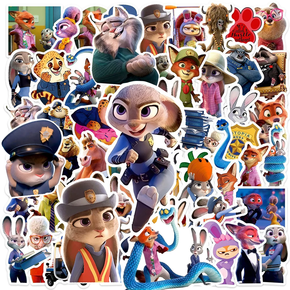 10/30/50 قطعة ديزني الكرتون Zootopia 2 ملصقات الشارات Skateboard بها بنفسك سكيت الهاتف دفتر حقيبة لطيف أنيمي لاصقة تزيين هدية