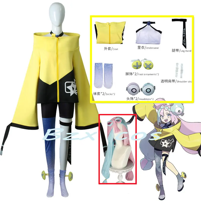 

Iono Cosplay Anime Scarlet and Violet Costume Yellow Outfits Halloween Carnival Party Suit Jackets Top Headgear