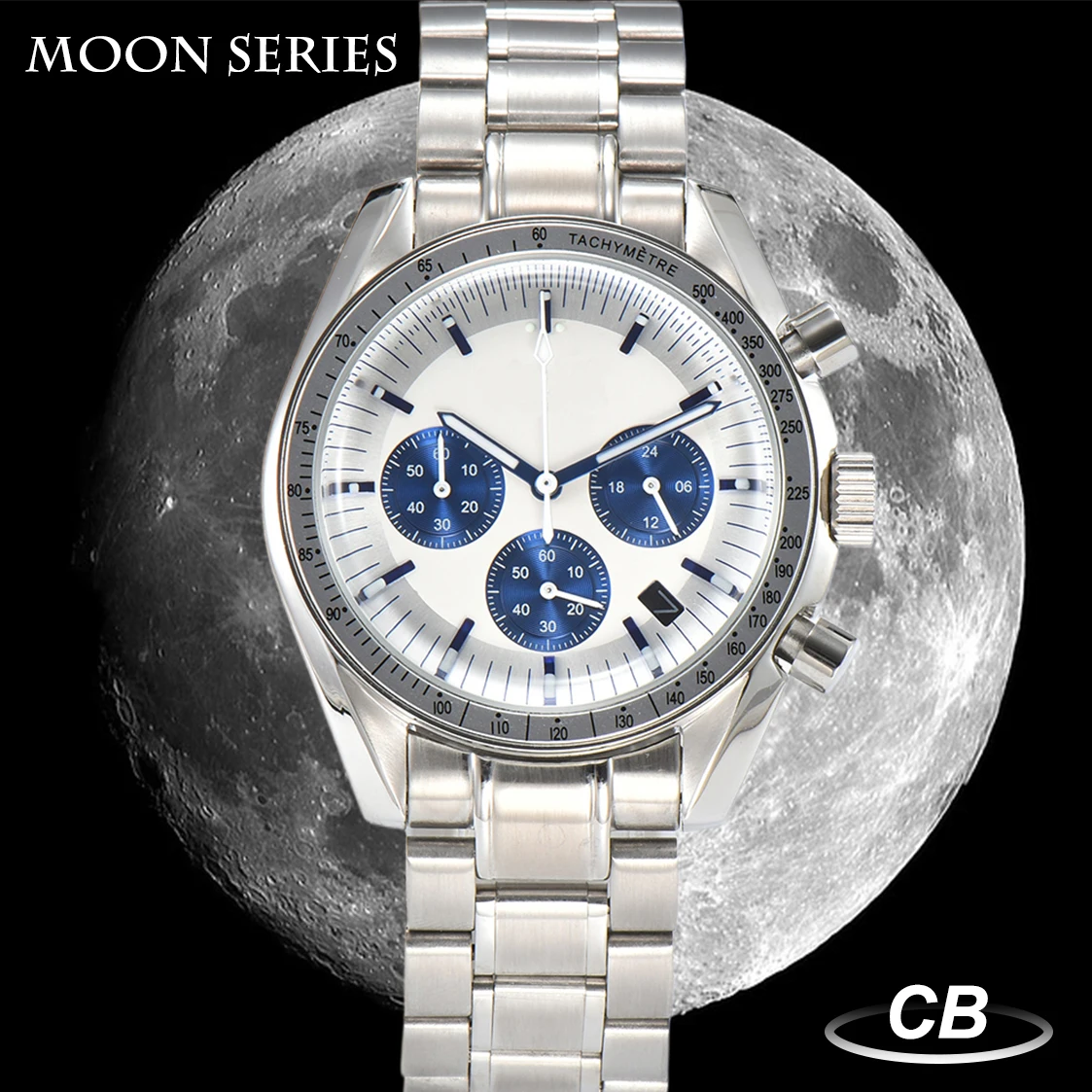 Moon Series 40mm Automatic Calendar Men\'s Watch VK63 Movement Super Stylish Six Hands Sapphire Mirror Luxury Watch