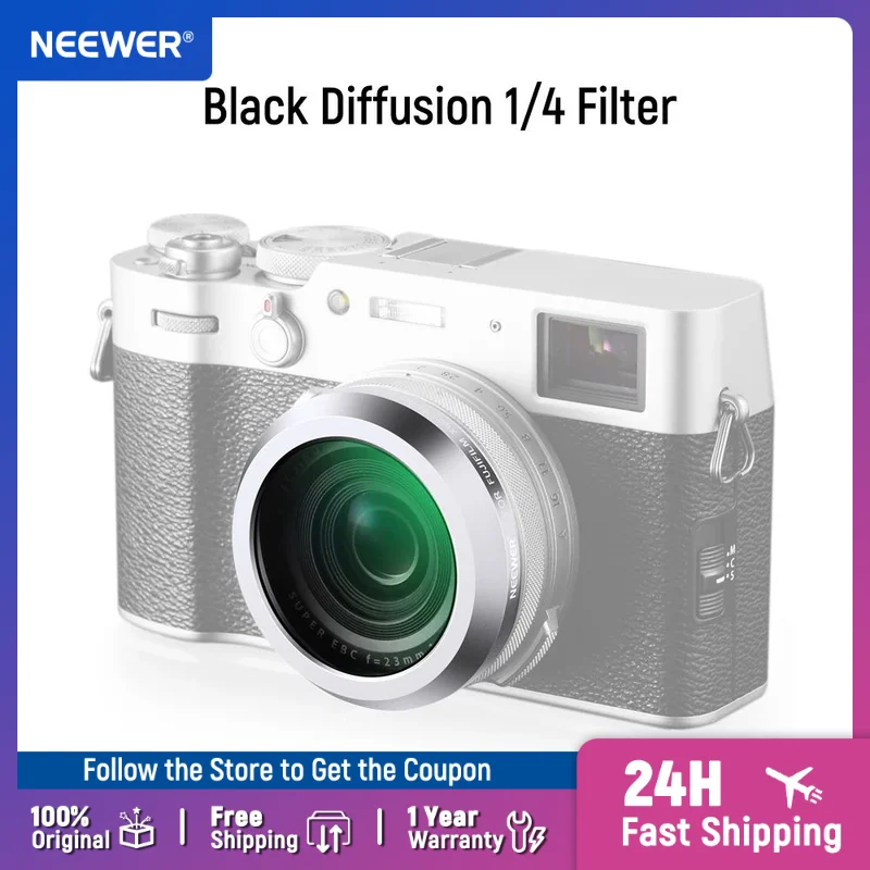 

NEEWER Black Diffusion 1/4 Filter Mist Dreamy Lens Filter for X100 Series Cameras Multi Coated Optical Glass for Fujifilm