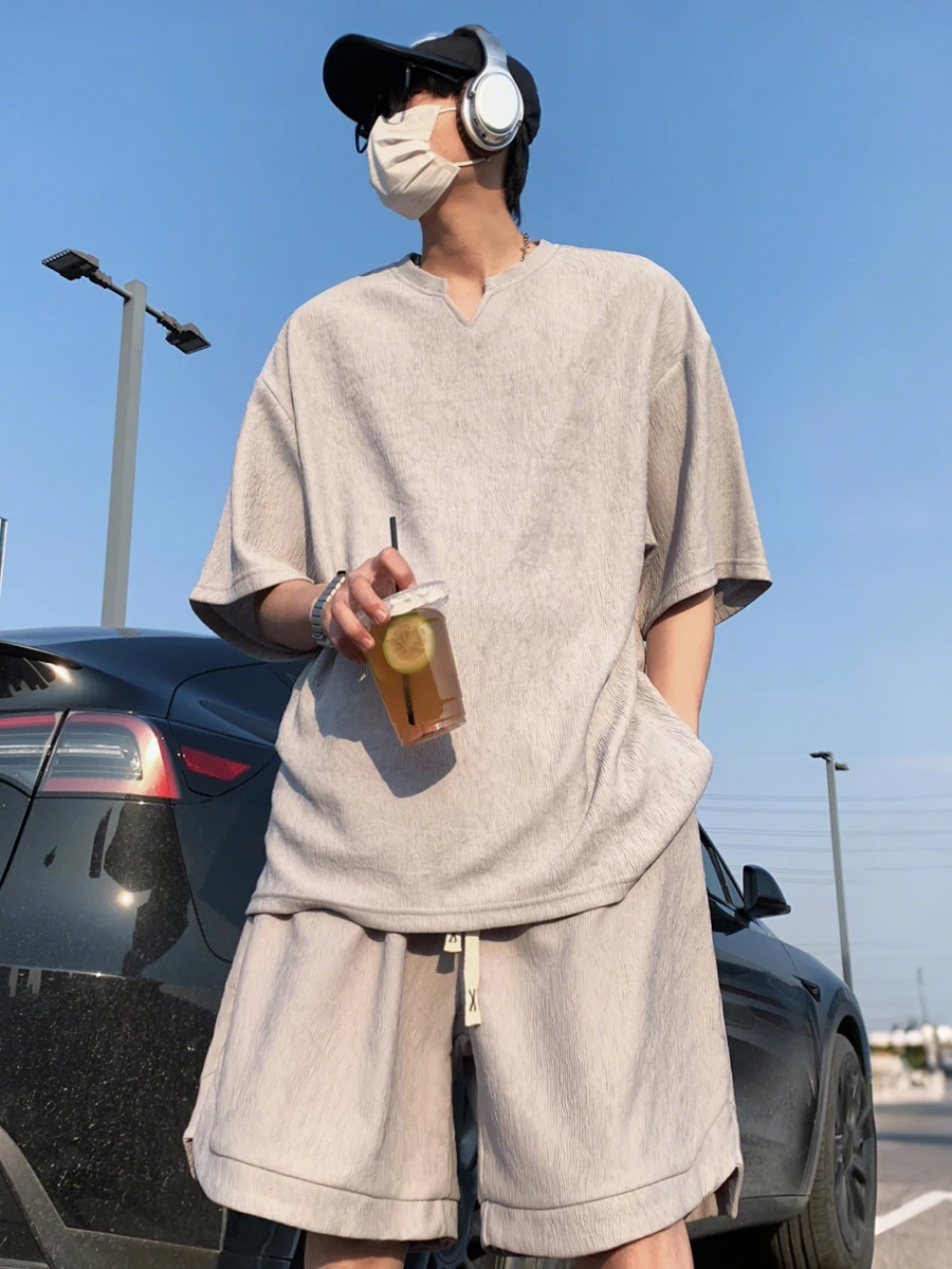 

Ледяная шелковая текстура f Sve, мужская футболка, комплект больших размеров, свободная летняя повседневная пляжная эластичная ткань из полиэфирного волокна