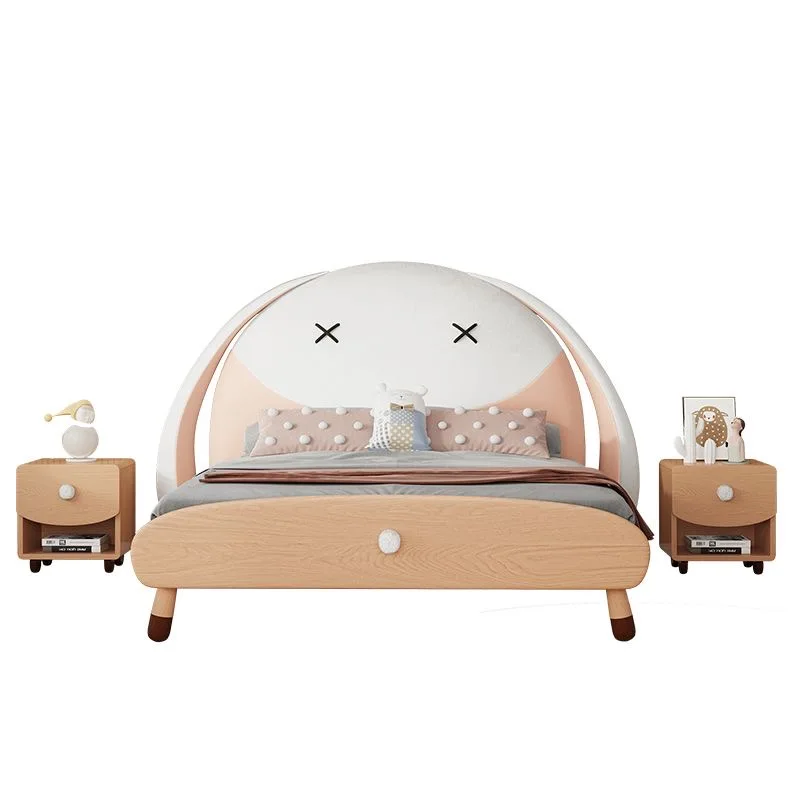 #For Cute Pink and White Rabbit Shap High Quality Modern Girls Wooden Bed Deluxe Queen Bed and Bedroom Furniture King Bed