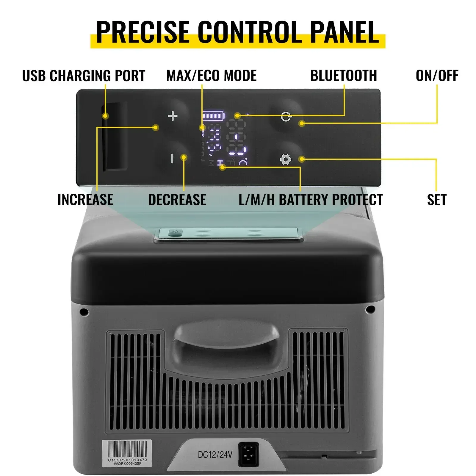 VEVOR-congelador portátil para coche, refrigerador de 15L, 12v/24v, compresor para viaje, Camping, actividades al aire libre