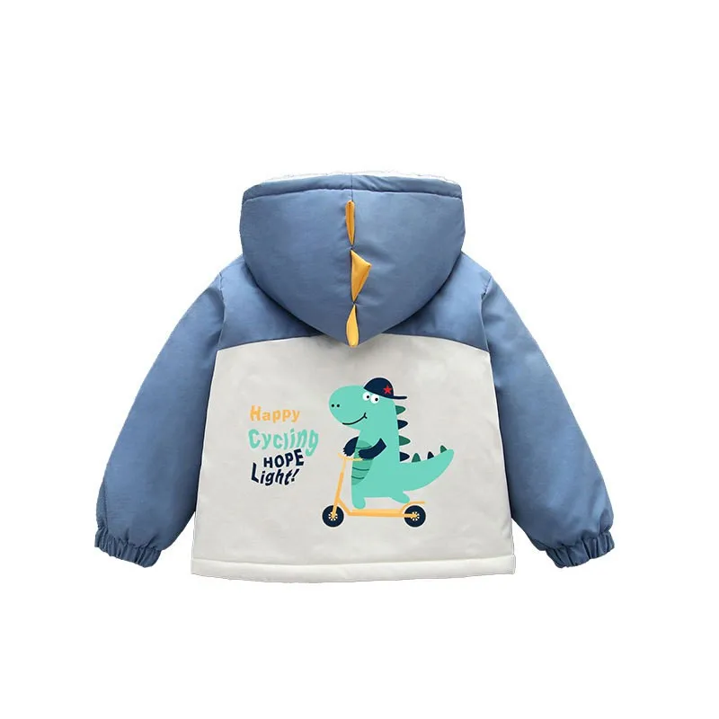 

BoysWinter Add Velvet Thick Warm Coat Cartoon Rocket Jackets Girls Sports Casual Windbreaker Outerwear Kids Christmas Clothes