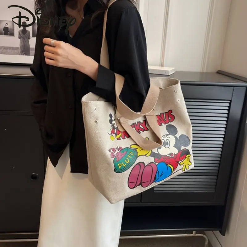 Imagem -06 - Disney Mickey Novidades Fashion Bolsa Feminina Grande Capacidade Casual Bolsa dos Desenhos Animados Versátil Commuter Shoulder Bag de Alta Qualidade